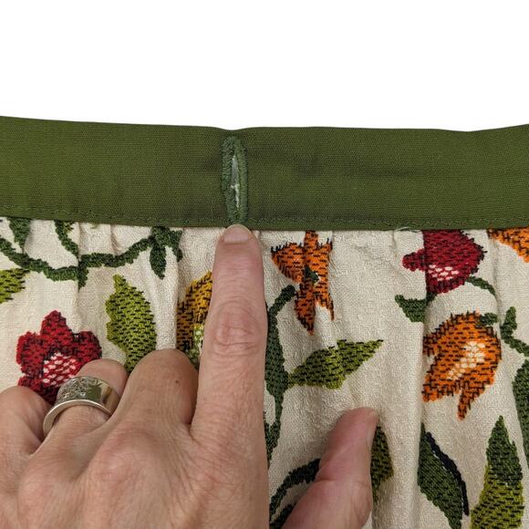 Beautiful Heavy Textured Cotton MAXI WRAP SKIRT Vintage 1970's ~ Jacobean Floral - Picture 10 of 11